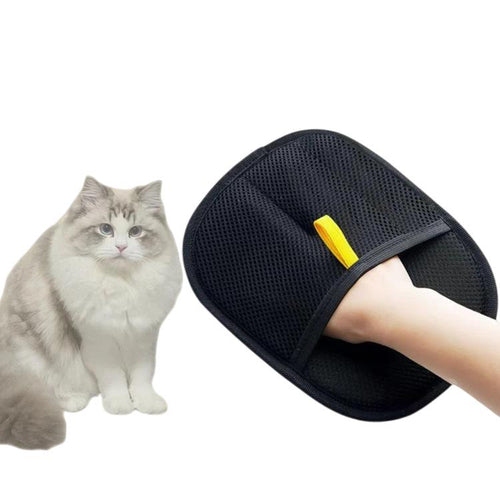 Black two-way electrostatic pet hair remover grooming glove